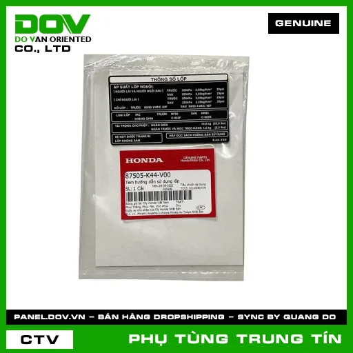 TEM HƯỚNG DẪN SỬ DỤNG LỐP | 87505-K44-V00 | HONDA (VISION 110) — 87505K44V00