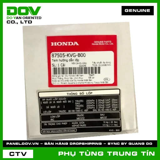 TEM HƯỚNG DẪN LỐP | 87505-KVG-B00 | HONDA (AIR BLADE 110) — 87505KVGB00