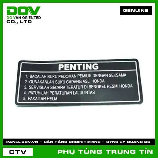 TEM HƯỚNG DẪN LÁI XE | 87560-KVB-930 | HONDA (CB500F, CB500X, CB650R, CBR500R, CBR650R, GOLDWING, REBEL 1100, REBEL 500) — 87560KVB930