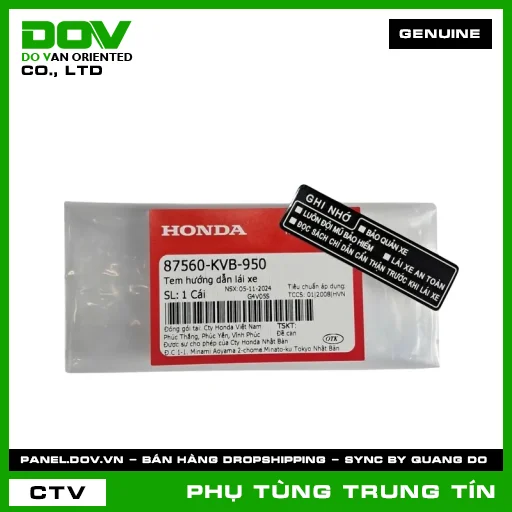 TEM HƯỚNG DẪN LÁI XE | 87560-KVB-950 | HONDA (AIR BLADE 110, AIR BLADE 125, AIR BLADE 125/150, CB150R, CLICK 110, LEAD 110, LEAD 125, PCX, PCX 125, PCX 125/150, SH 125/150, SH MODE, VISION 110, WINNER 150) — 87560KVB950