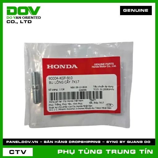 BU LÔNG CẤY 7X17 | 90004-KGF-910 | HONDA (AIR BLADE 125, AIR BLADE 125/150, AIR BLADE 125/160, LEAD 125, PCX, PCX 125, PCX 125/150, PCX 160, SH 125/150, SH 125/160, SH MODE, VARIO 160) — 90004KGF910