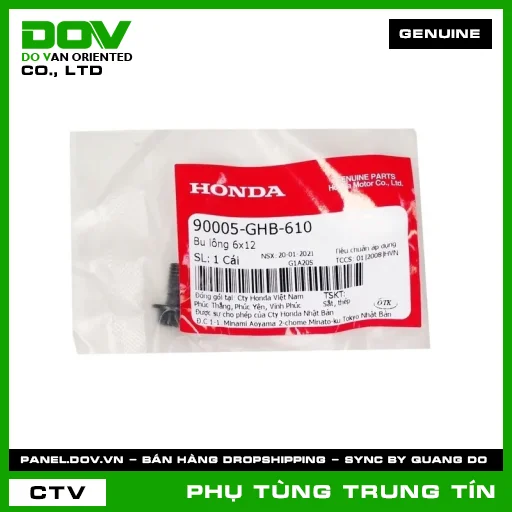 BU LÔNG 6X12 | 90005-GHB-610 | HONDA (FUTURE NEO, GOLDWING, MSX 125, WAVE 100, WAVE ALPHA) — 90005GHB610