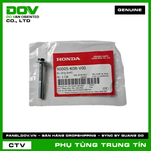 BU LÔNG 6X40 | 90005-K0R-V00 | HONDA (AIR BLADE 125/160, LEAD 125, SH 125/150, SH 125/160, SH MODE, VARIO 160) — 90005K0RV00