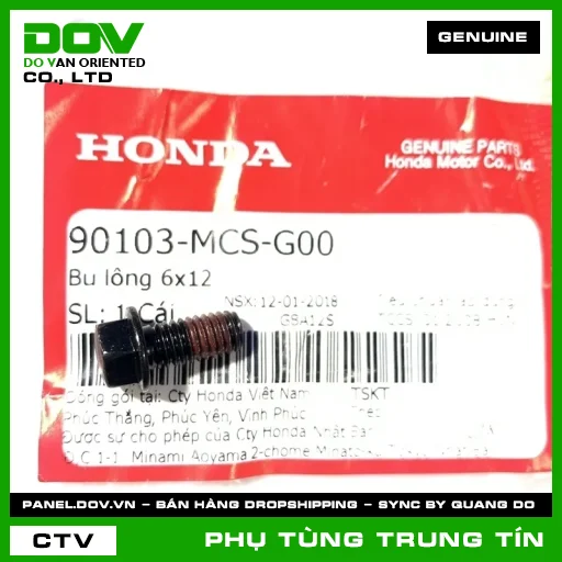BU LÔNG 6X12 | 90103-MCS-G00 | HONDA (PCX 160, WINNER 150, WINNER R, WINNER X) — 90103MCSG00