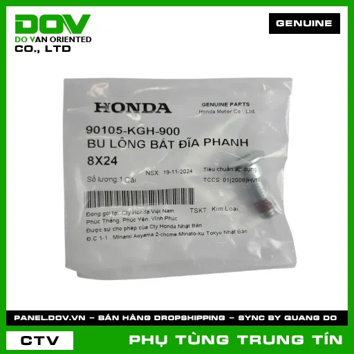 BU LÔNG BẮT ĐĨA PHANH 8X24 | 90105-KGH-900 | HONDA (ADV350, AIR BLADE 110, AIR BLADE 125, BLADE 110, CB150R, CB300R, CB500F, CB500X, CLICK 110, FUTURE 125, FUTURE NEO, ICON E, LEAD 110, LEAD 125, MSX 125, NX500, PCX, PCX 125, PCX 125/150, PCX 160, REBEL 300, REBEL 500, SH 125/150, SH 350, SH MODE, VISION 110, WAVE ALPHA, WAVE RSX 110, WINNER 150, WINNER X) — 90105KGH900