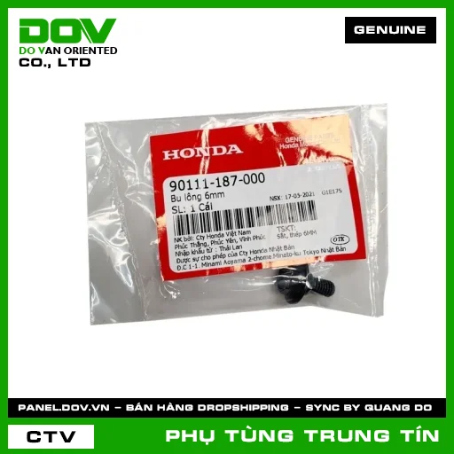 BU LÔNG 6MM | 90111-187-000 | HONDA (CB250 NIGHTHAWK, CB500F, CB500X, CBR500R, GOLDWING, LEAD 125, PCX, PCX 125, SH 125/150, SH 125/160, SH 350, VISION 110) — 90111187000