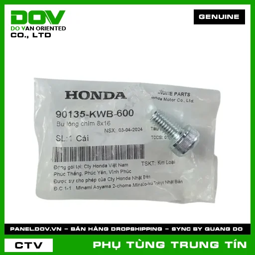 BU LÔNG CHÌM 8X16 | 90135-KWB-600 | HONDA (BLADE 110, WAVE ALPHA 110, WAVE RSX 110) — 90135KWB600