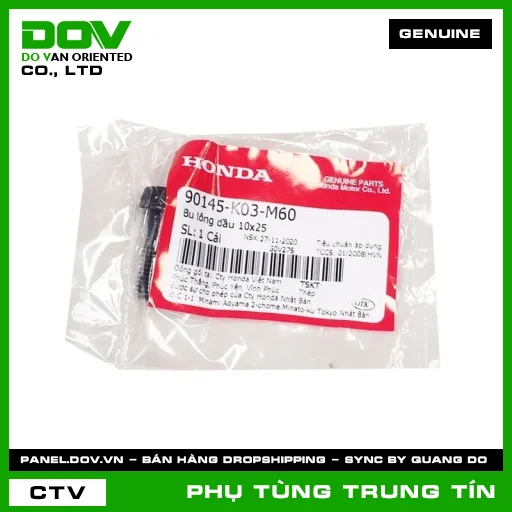 BU LÔNG DẦU 10X25 | 90145-K03-M60 | HONDA (WAVE RSX 110, WINNER 150, WINNER R, WINNER X) — 90145K03M60