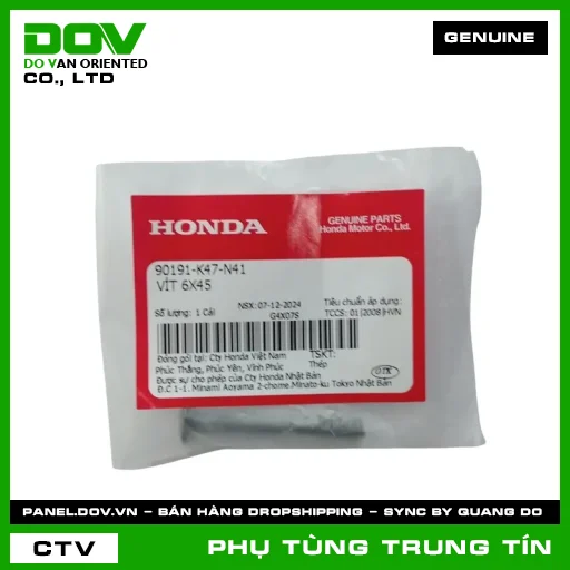 VÍT 6X45 | 90191-K47-N41 | HONDA (BLADE 110, FUTURE 125, LEAD 125, PCX 160, SH 125/160, SH 350, WAVE ALPHA 110, WAVE RSX 110, WINNER R, WINNER X) — 90191K47N41