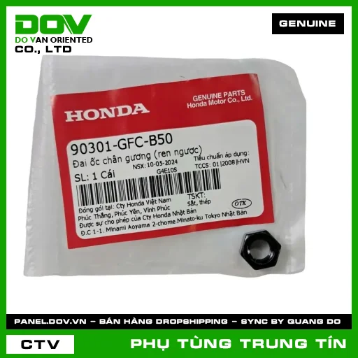 ĐAI ỐC CHÂN GƯƠNG (REN NGƯỢC) | 90301-GFC-B50 | HONDA (LEAD 110, SH MODE, VISION 110) — 90301GFCB50