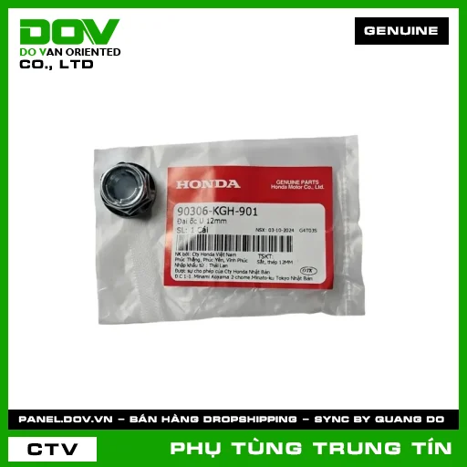 ĐAI ỐC U 12MM | 90306-KGH-901 | HONDA (AIR BLADE 110, AIR BLADE 125, BLADE 110, CB500F, CB500X, CB650R, CBR500R, CBR650R, CLICK 110, DREAM 110, FUTURE 125, FUTURE NEO, ICON E, LEAD 110, LEAD 125, MSX 125, NX500, PCX, PCX 160, REBEL 300, REBEL 500, SH 125/150, SH 125/160, SH 350, SH MODE, SUPER DREAM, VARIO 160, VISION 110, WAVE 100, WAVE ALPHA, WAVE RSX 110, WINNER 150, WINNER R, WINNER X) — 90306KGH901