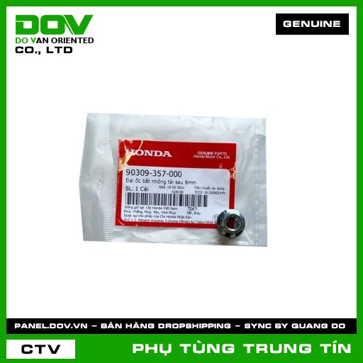 ĐAI ỐC LỤC GIÁC NHÔNG TẢI SAU 8MM | 90309-357-000 | HONDA (CB500F, CB500X, CB650R, CBR500R, CBR650R, FUTURE NEO, NX500, SUPER DREAM, WAVE 100, WAVE ALPHA) — 90309357000