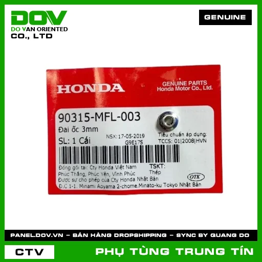 ĐAI ỐC 3MM | 90315-MFL-003 | HONDA (CB150R, CB300R, CB500F, CB500X, CBR150R, CBR500R, NX500, REBEL 300, REBEL 500, SH 350, WINNER 150, WINNER R, WINNER X) — 90315MFL003