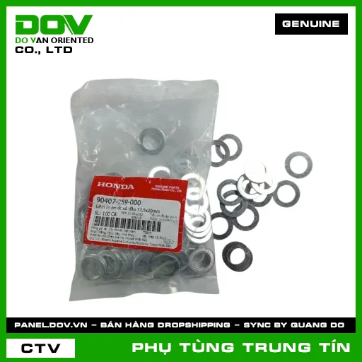 ĐỆM NHÔM ỐC XẢ DẦU 12,5X20MM | 90407-259-000 | HONDA (BLADE 110, CB150R, CBR150R, DREAM 110, FUTURE 125, FUTURE NEO, MSX 125, SUPER CUB C125, SUPER DREAM, WAVE 100, WAVE ALPHA, WAVE ALPHA 110, WAVE RSX 110, WINNER 150, WINNER R, WINNER X) — 90407259000