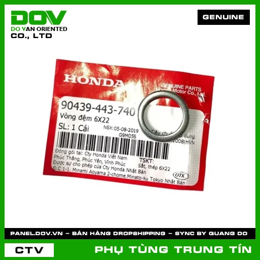 VÒNG ĐỆM 6X22 | 90439-443-740 | HONDA (AIR BLADE 110, AIR BLADE 125, CLICK 110, VISION 110) — 90439443740
