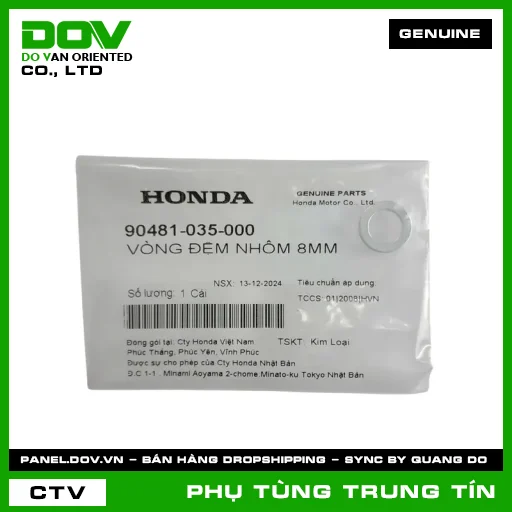 VÒNG ĐỆM NHÔM 8MM | 90481-035-000 | HONDA (SUPER DREAM, WAVE 100, WAVE ALPHA) — 90481035000