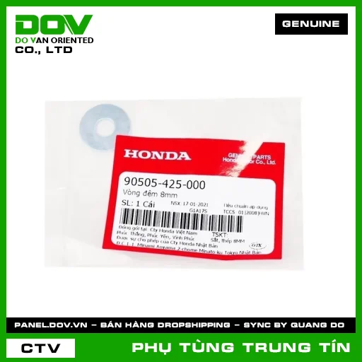 VÒNG ĐỆM 8MM | 90505-425-000 | HONDA (BLADE 110, CB250 NIGHTHAWK, DREAM 110, FUTURE 125, FUTURE NEO, REBEL 1100, SUPER CUB C125, SUPER DREAM, WAVE 100, WAVE ALPHA, WAVE ALPHA 110, WAVE RSX 110) — 90505425000