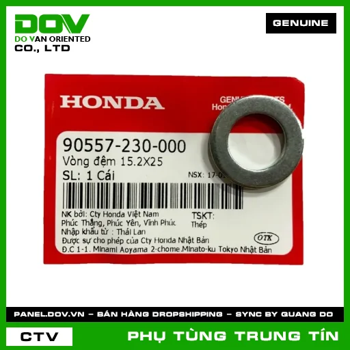 VÒNG ĐỆM 15.2X25 | 90557-230-000 | HONDA (CB1000R, CB500F, CB500X, CB650R, CBR150R, CBR500R, CBR650R, MSX 125, NX500, REBEL 1100, WINNER R, WINNER X) — 90557230000