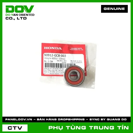 VÒNG BI 6201 (1 MẶT CHẮN BỤI) | 90912-GC8-003 | HONDA (LEAD 110, LEAD 125, SH 125/150) — 90912GC8003