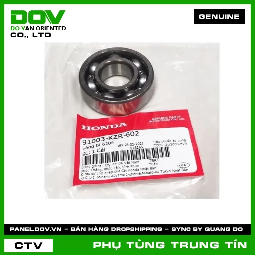 VÒNG BI 6204 | 91003-KZR-602 | HONDA (AIR BLADE 125, AIR BLADE 125/150, AIR BLADE 125/160, LEAD 125, PCX, PCX 125, SH 125/150, SH MODE, VARIO 160) — 91003KZR602