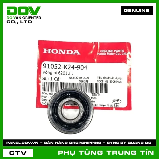 VÒNG BI 6201UL (1 MẶT CHẮN BỤI) | 91052-K24-904 | HONDA (AIR BLADE 125, AIR BLADE 125/150, AIR BLADE 125/160, BLADE 110, FUTURE 125, LEAD 125, PCX, PCX 125, PCX 160, SUPER CUB C125, VARIO 160, VISION 110, WAVE ALPHA 110, WAVE RSX 110) — 91052K24904