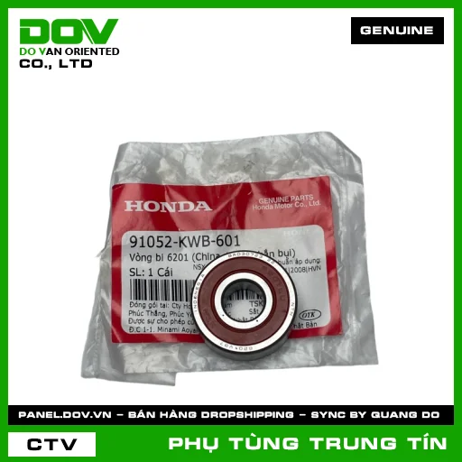 VÒNG BI 6201 (1 MẶT CHẮN BỤI) | 91052-KWB-601 | HONDA (AIR BLADE 110, AIR BLADE 125, DREAM 110, LEAD 125, WAVE 100, WAVE ALPHA, WAVE RSX 110) — 91052KWB601