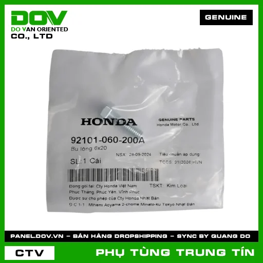 BU LÔNG 6X20 | 92101-060-200A | HONDA (BLADE 110, DREAM 110, FUTURE 125, FUTURE NEO, SUPER CUB C125, SUPER DREAM, WAVE 100, WAVE ALPHA, WAVE ALPHA 110, WAVE RSX 110) — 92101060200A