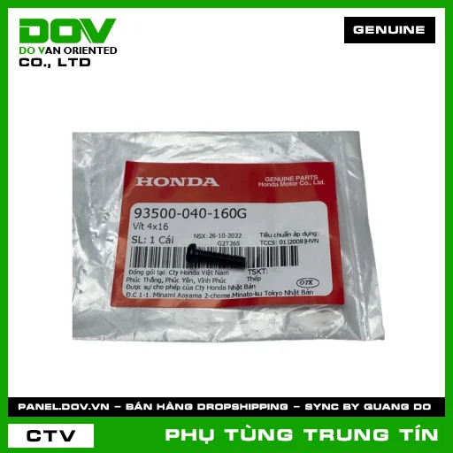 VÍT 4X16 | 93500-040-160G | HONDA (LEAD 125, SH 125/150, SH 350) — 93500040160G
