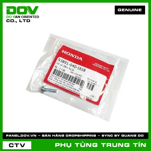 VÍT CÓ ĐỆM 4X16 | 93891-040-1618 | HONDA (CB300R, CB350 H'NESS, PCX, PCX 125, PCX 125/150, PCX 160, SH 125/150, SH 125/160, SUPER CUB C125, WINNER 150, WINNER R, WINNER X) — 938910401618
