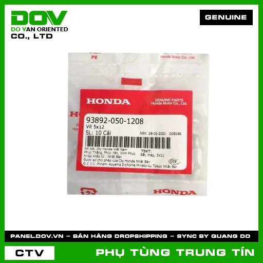 VÍT CÓ VÒNG ĐỆM 5X12 | 93892-050-1208 | HONDA (ADV350, CB1000R, CB300R, CB500F, CB500X, CB650R, CBR500R, CBR650R, GOLDWING, NX500, REBEL 1100, REBEL 300, REBEL 500, SH 350) — 938920501208