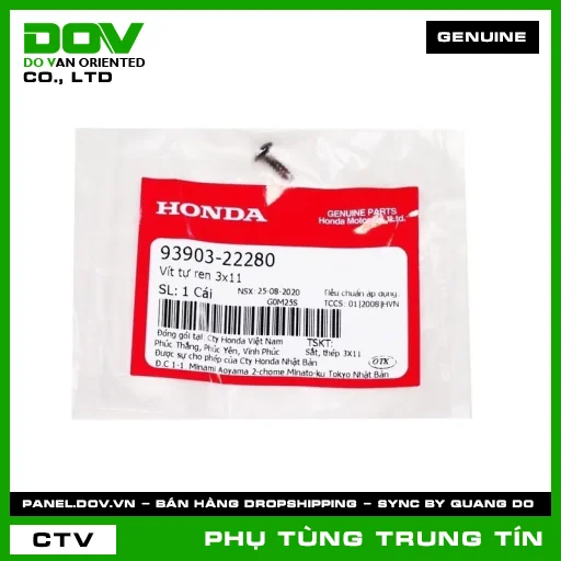 VÍT TỰ REN 3X11 | 93903-222-80 | HONDA (DREAM 110, SUPER DREAM) — 9390322280