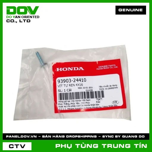 VÍT TỰ REN 4X16 | 93903-244-10 | HONDA (AIR BLADE 125, CLICK 110, PCX 160, SUPER CUB C125, WAVE RSX 110, WINNER R) — 9390324410