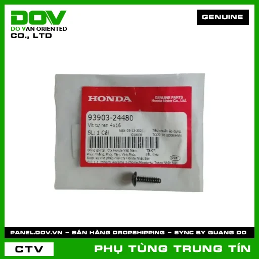VÍT TỰ REN 4X16 | 93903-244-80 | HONDA (ADV350, AIR BLADE 125, AIR BLADE 125/160, CB150R, CB300R, CB650R, CBR150R, CBR650R, CLICK 110, FUTURE NEO, GOLDWING, LEAD 125, PCX, PCX 125, PCX 160, SH 125/150, SH 125/160, SH 350, SH MODE, VARIO 160, VISION 110, WAVE RSX 110, WINNER 150) — 9390324480
