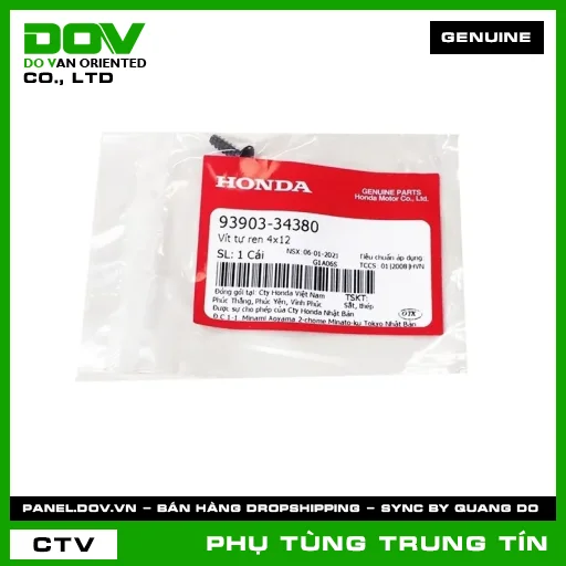 Vít tự ren 4x12 | 93903-343-80 | HONDA (ADV350, AIR BLADE 110, AIR BLADE 125, AIR BLADE 125/150, AIR BLADE 125/160, BLADE 110, CLICK 110, DREAM 110, FUTURE 125, FUTURE NEO, LEAD 110, MSX 125, PCX, PCX 125, SH 125/150, SUPER CUB C125, VARIO 160, VISION 110, WAVE 100, WAVE ALPHA, WAVE ALPHA 110, WAVE RSX 110) — 9390334380