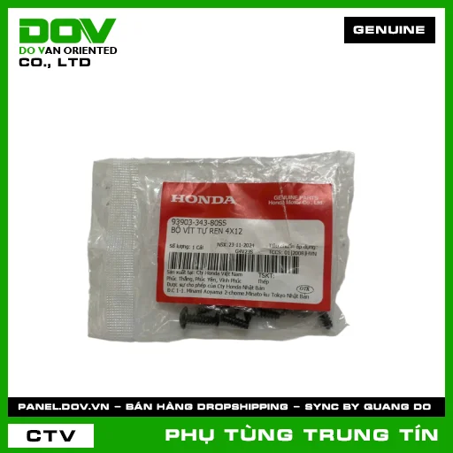 BỘ VÍT TỰ REN 4X12 | 93903-343-80SS | HONDA (MONKEY) — 9390334380SS