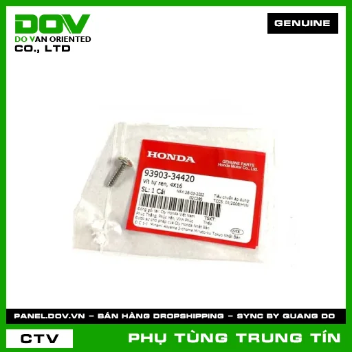 VÍT TỰ REN 4X16 | 93903-344-20 | HONDA (ADV350, AIR BLADE 125/150, AIR BLADE 125/160, PCX, PCX 125, PCX 125/150, PCX 160, SH 125/150, SH MODE, VISION 110) — 9390334420