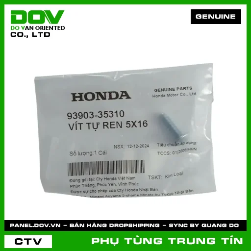 VÍT TỰ REN 5X16 | 93903-353-10 | HONDA (AIR BLADE 110, AIR BLADE 125, BLADE 110, SH 125/150, SH 125/160, SH 350, SH MODE, SUPER CUB C125, VARIO 160, VISION 110, WAVE ALPHA 110, WAVE RSX 110, WINNER 150, WINNER R, WINNER X) — 9390335310