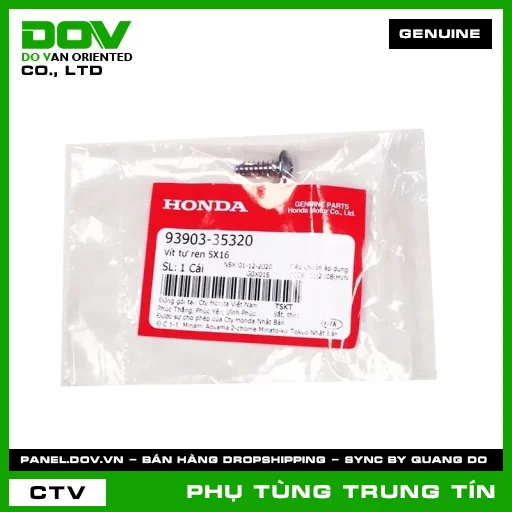 VÍT TỰ REN 5X16 | 93903-353-20 | HONDA (ADV350, AIR BLADE 125, AIR BLADE 125/150, AIR BLADE 125/160, CLICK 110, ICON E, PCX, PCX 125, SH 125/160, SH MODE, VISION 110) — 9390335320