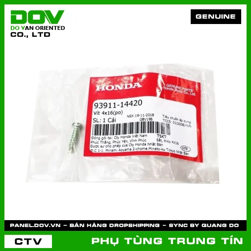 VÍT 4X16(PO) | 93911-144-20 | HONDA (FUTURE NEO, WAVE ALPHA) — 9391114420