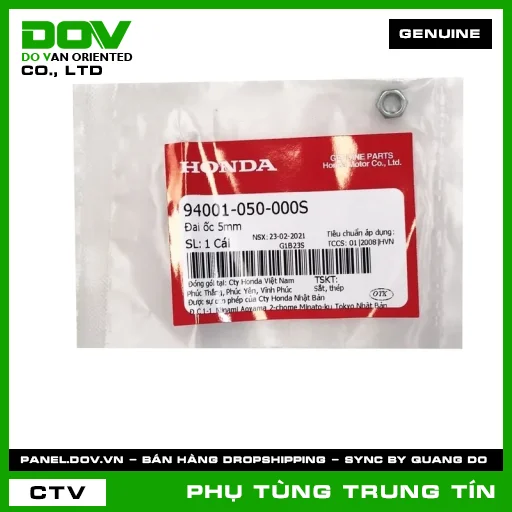 ĐAI ỐC 5MM | 94001-050-000S | HONDA (SUPER DREAM, WAVE 100, WAVE ALPHA) — 94001050000S