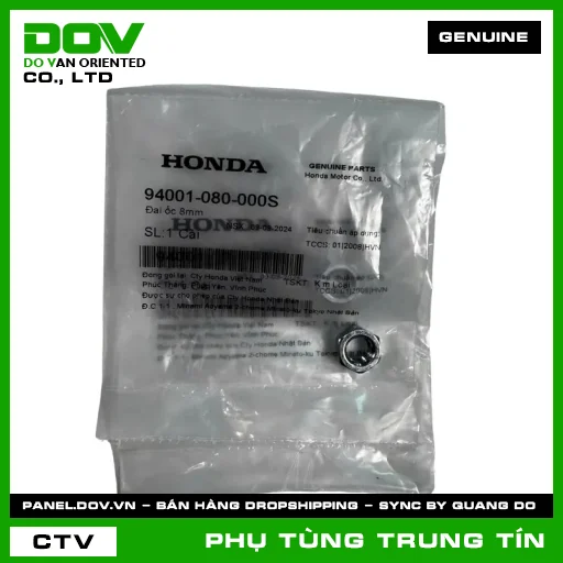 ĐAI ỐC 8MM | 94001-080-000S | HONDA (BLADE 110, CB250 NIGHTHAWK, DREAM 110, FUTURE 125, FUTURE NEO, GOLDWING, SUPER CUB C125, WAVE 100, WAVE ALPHA, WAVE ALPHA 110, WAVE RSX 110) — 94001080000S