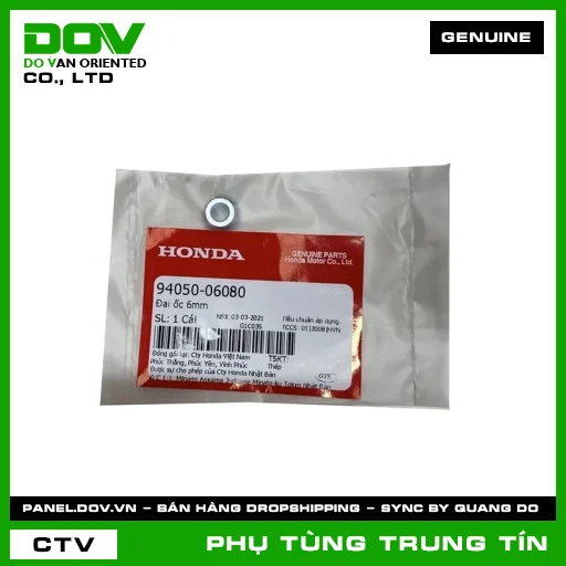 ĐAI ỐC 6MM | 94050-060-80 | HONDA (CB1000R, CB150R, CB250 NIGHTHAWK, CB300R, CB350 H'NESS, CB500F, CB500X, CB650R, CBR500R, CBR650R, GOLDWING, LEAD 110, NX500, PCX, PCX 125/150, PCX 160, REBEL 1100, REBEL 500, SH 125/150, SH 350, WINNER 150, WINNER R, WINNER X) — 9405006080
