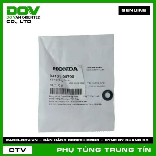 ĐỆM PHẲNG 6MM | 94101-067-00 | HONDA (CB500F, CB500X, CBR150R, CBR500R, FUTURE NEO, ICON E, MSX 125, NX500, REBEL 300, REBEL 500, SUPER DREAM) — 9410106700
