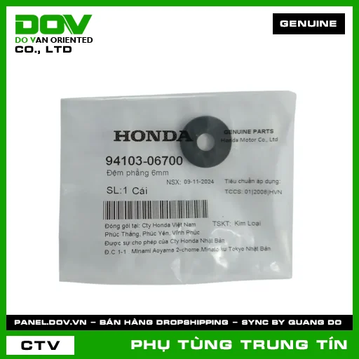 ĐỆM PHẲNG 6MM | 94103-067-00 | HONDA (CB350 H'NESS, CB650R, CBR150R, CBR650R, GOLDWING, SUPER DREAM, WAVE ALPHA) — 9410306700