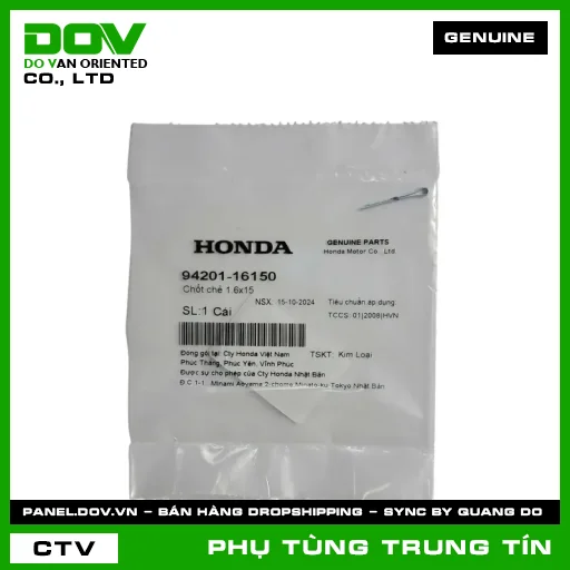 CHỐT CHẺ 1.6X15 | 94201-161-50 | HONDA (ADV350, AIR BLADE 110, AIR BLADE 125, AIR BLADE 125/150, AIR BLADE 125/160, BLADE 110, CB250 NIGHTHAWK, CB500X, CBR150R, CLICK 110, DREAM 110, FUTURE 125, FUTURE NEO, LEAD 125, SH 125/150, SH 125/160, SUPER DREAM, VARIO 160, VISION 110, WAVE 100, WAVE ALPHA, WAVE ALPHA 110, WAVE RSX 110, WINNER 150, WINNER R, WINNER X) — 9420116150