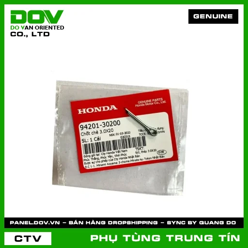 CHỐT CHẺ 3.0X20 | 94201-302-00 | HONDA (AIR BLADE 110, AIR BLADE 125, AIR BLADE 125/150, AIR BLADE 125/160, CLICK 110, LEAD 125, PCX, PCX 125, PCX 125/150, PCX 160, SH 125/150, SH 125/160, SH MODE, VARIO 160, VISION 110) — 9420130200