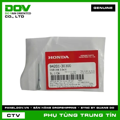 CHỐT CHẺ 3.0X30 | 94201-303-00 | HONDA (BLADE 110, CB350 H'NESS, DREAM 110, FUTURE 125, SUPER CUB C125, WAVE ALPHA 110, WAVE RSX 110) — 9420130300