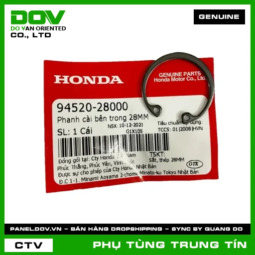 PHANH CÀI BÊN TRONG 28MM | 94520-280-00 | HONDA (ADV350, AIR BLADE 110, AIR BLADE 125, AIR BLADE 125/150, AIR BLADE 125/160, CLICK 110, LEAD 110, LEAD 125, PCX, PCX 125, PCX 125/150, PCX 160, SH 125/150, SH 125/160, SH 350, SH MODE, VARIO 160, VISION 110) — 9452028000