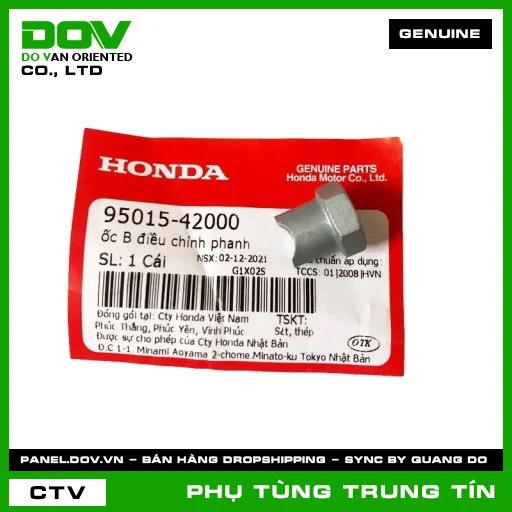 ỐC B ĐIỀU CHỈNH PHANH | 95015-420-00 | HONDA (CB250 NIGHTHAWK, FUTURE 125, ICON E, LEAD 125, SH 125/150, SH MODE, SUPER CUB C125, SUPER DREAM, VARIO 160, VISION 110, WAVE 100, WAVE ALPHA) — 9501542000