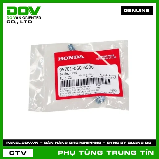 BU LÔNG 6X65 | 95701-060-6500 | HONDA (ADV350, AIR BLADE 125, AIR BLADE 125/150, CB150R, CB250 NIGHTHAWK, CB350 H'NESS, CBR150R, LEAD 125, PCX, PCX 125, PCX 125/150, SH 125/150, SH 350, SH MODE, WINNER 150, WINNER R, WINNER X) — 957010606500